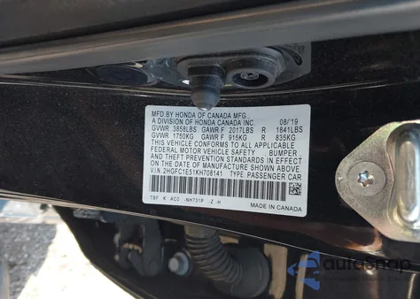 2019 Honda Civic Si from USA, damaged, VIN 2HGFC1E51KH708141